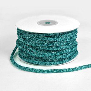 25 Yards - 5mm Turquoise Metallic Braided Cord